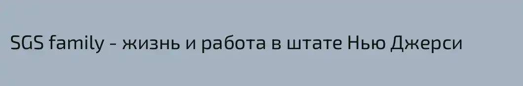 SGS family - жизнь и работа в штате Нью Джерси